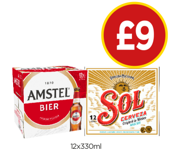 Amstel, Sol Cerveza - Now Only £9 at Budgens