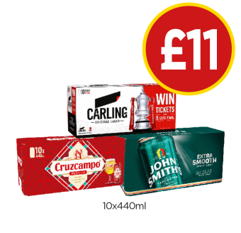 Carling, Cruzcampo, John Smiths - Now Only £11 at Budgens