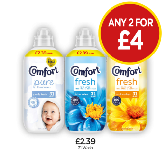Comfort Pure, Fresh Blue Skies, Sunshiny Days - Any 2 for £4 at Budgens