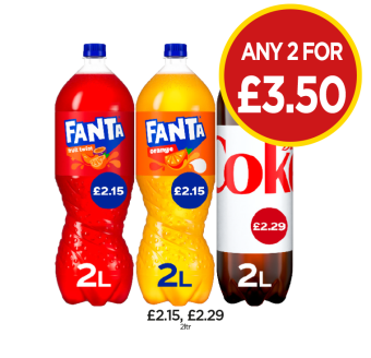 Fanta Fruit Twist, Orange, Diet Coke - Any 2 for £3.50 at Budgens
