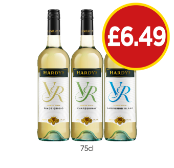 Hardy's Pinot Grigio, Chardonnay, Sauvignon Blanc - Now Only £6.49 at Budgens