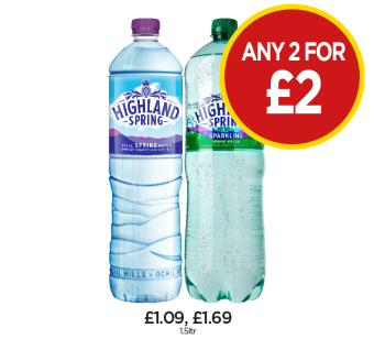 Highland Spring, Sparkling - Any 2 for £2 at Budgens