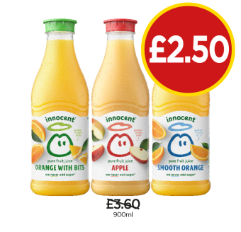 Innocent Orange With Bits, Apple, Smooth Orange - Now Only £2.50 at Budgens