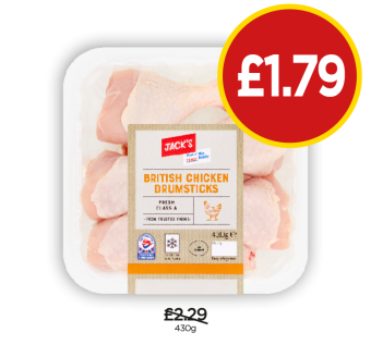 Jack's British Chicken Drumsticks - Now Only £1.79 at Budgens