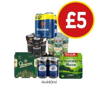Oranjeboom, Murphy's, Inch's Cloudy, Staropramen, Poretti, Thatchers Haze - Now Only £5 at Budgens