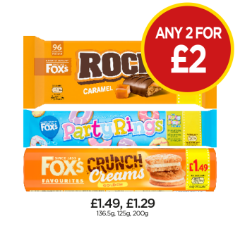 Ricky Caramel, Party Rings, Fox's Crunch Creams - Any 2 for £2 at Budgens