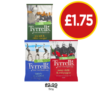 Tyyrell's Sea Salt & Cinegar, Sea Salted, Sweet Chilli & Red Pepper - Now Only £1.75 at Budgens