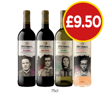19 Crimes Malbec, Red Wine, Chard, Revolutionary Rose - Now Only £9.50 at Budgens