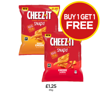 Cheez It Snap'd Double Cheese, Cheese & Chilli - Buy 1 Get 1 FREE at Budgens