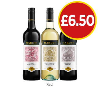 Hardy's Shiraz Cabernet, Chardonnay Semillon, Cabernet Merlot - Now Only £6.50 at Budgens