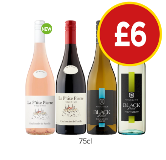 La P'tite Pierre Rose, Red, McGuigan Black Label Sauvignon Blanc, Pinot Grigio - Now Only £6 at Budgens