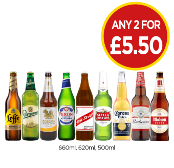 Leffe, Staropramen, Singha, Peroni, Red Stripe, Stella Artois, Corona Extra, Budweiser, Mahou - Any 2 for £5.50 at Budgens