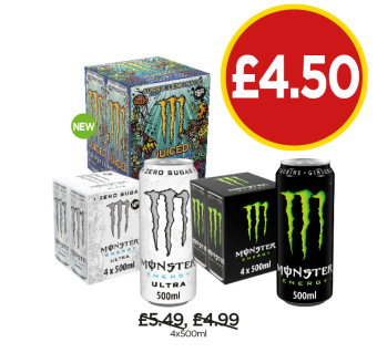 Monster Energy Aussie Lemonade Juiced, Ultra, Original - Now Only £4.50 at Budgens