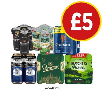 Murphy's, Inch's, Oranjeboom, Poretti, Staropramen, Thatchers Haze - Now Only £5 at Budgens