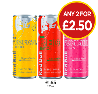 Red Bull Tropical Edition, Red, Summer - Any 2 for £2.50 at Budgens