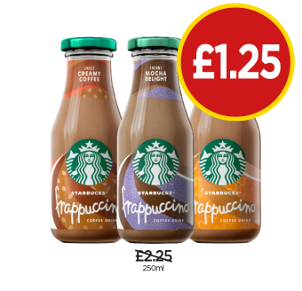 Starbucks Frappuccino Creamy Coffee, Mocha Delight, Caramel - Now Only £1.25 at Budgens