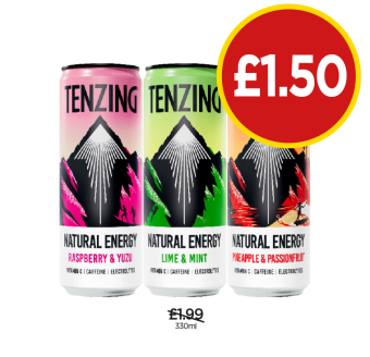 Tenzing Raspberry & Yuzu, Lime & Mint, Pineapple & Passionfruit - Now Only £1.50 at Budgens