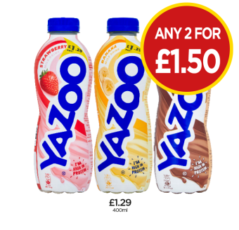 Yazoo Strawberry, Banana, Chocolate - Any 2 for £1.50 at Budgens