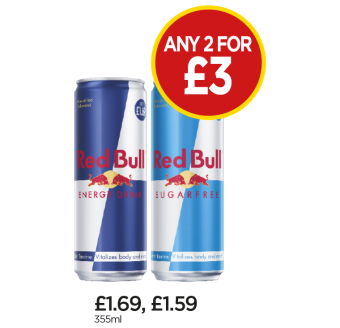 Red Bull, Sugar Free - Any 2 for £3 at Budgens