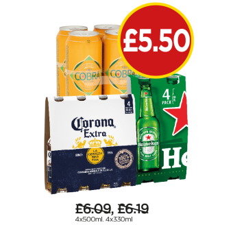 Corona Extra, Heineken, Cobra - Now £5.50 at Budgens