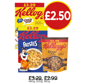 Kellogg’s Coco Pops, Frosties, Crunchy Nut Granola - Now £2.50 at Budgens