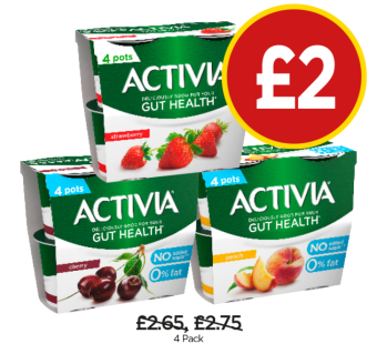 Activia Strawberry, Cherry, Peach - Now Only £2 each at Budgens